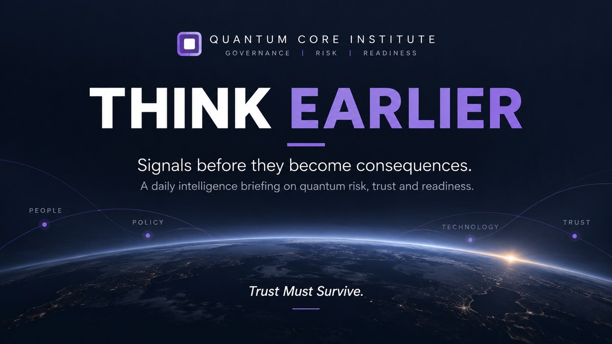Think Earlier. Quantum Core Institute daily intelligence briefing on quantum risk, trust and readiness.
